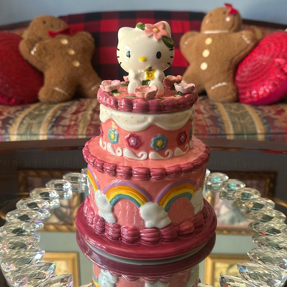 Hello Kitty Blue Sky cake jar ceramic NEW VHTF